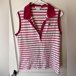 Lacoste Pink Stripe Sleeveless Polo 42